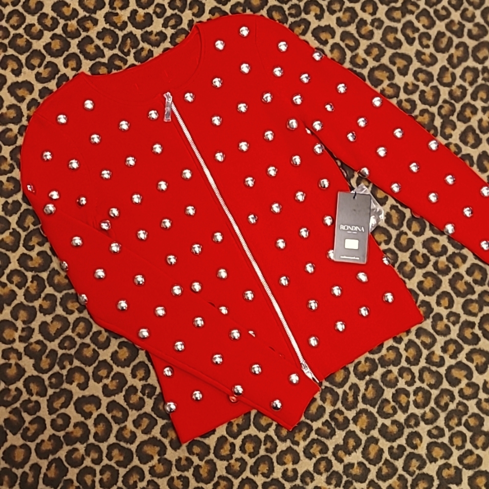 Rondina studded zipped cardigan